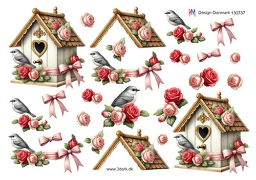 3D Fuglehus med roser